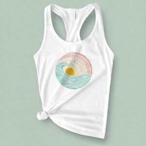Barrel Wave Sunset Graphic Tank Top Retro Surf Summer Tank
